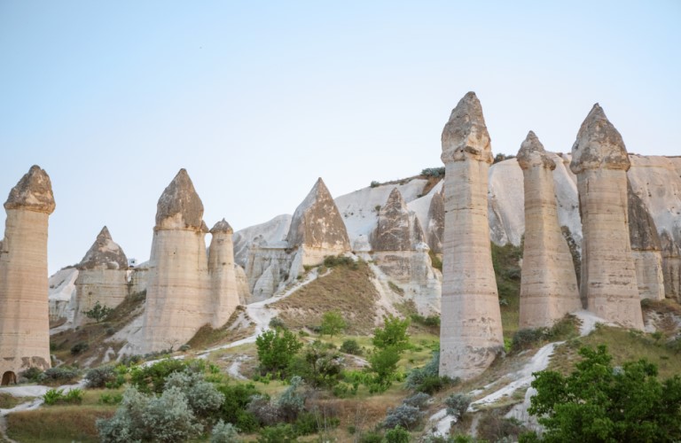 Cappadocia Fairy Chimneys: Unique rock formations, surreal landscape.