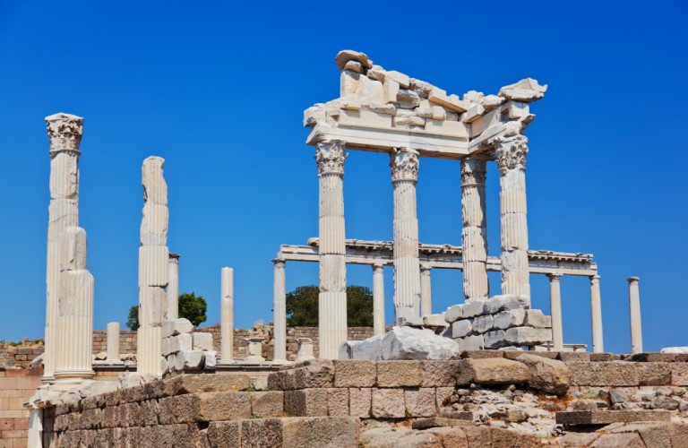 Priene Temple: Ancient ruins, scenic hillside sanctuary.