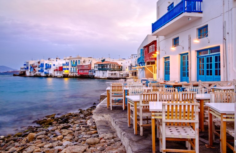 Mykonos Greece: Charming alleys, iconic windmills.