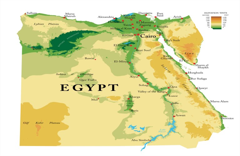 Map of Egypt: Visual guide to Egypt.