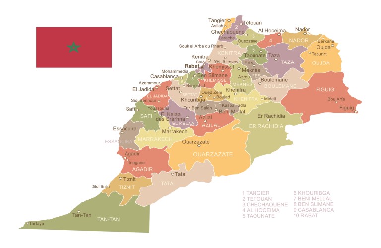 Map of Morocco: Plan your journey through Morocco.