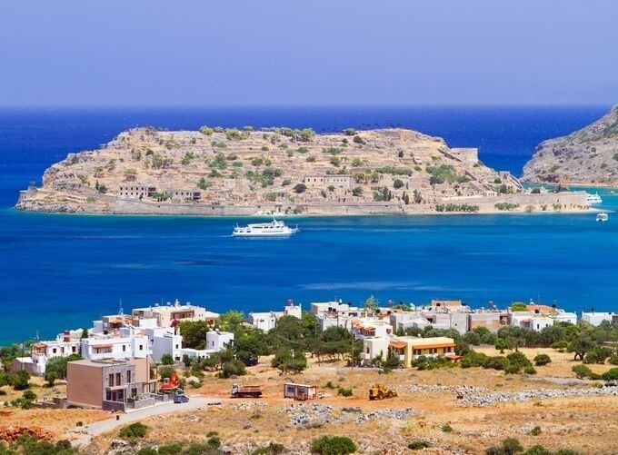 Traditional mountain village in Crete with charming whitewashed houses