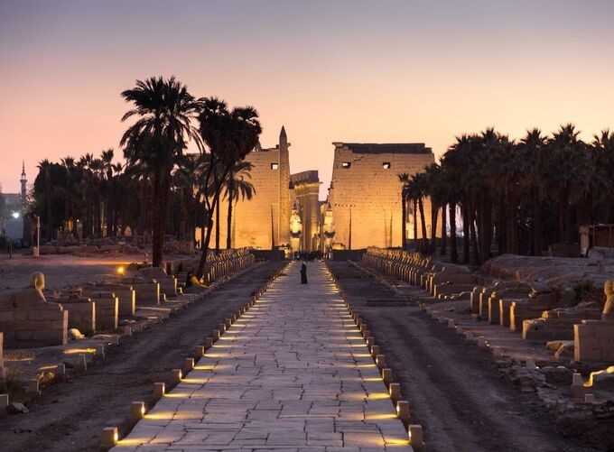 Aerial view of Luxor’s temples nestled amidst green Nile Valley landscapes