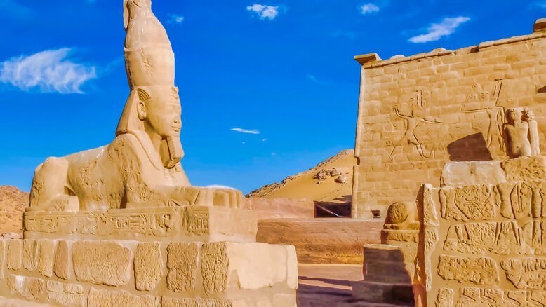 The majestic Great Pyramid of Giza surrounded by desert sands