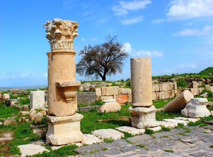 Views from Umm Qais overlooking the Sea of Galilee region