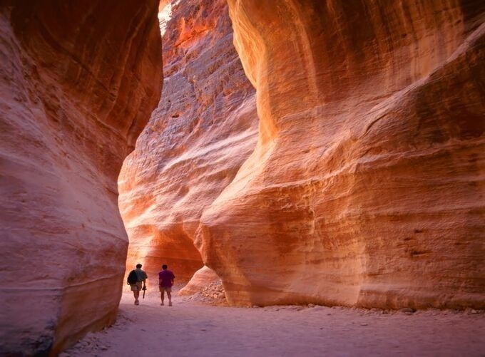 Petra’s sandstone hues changing colors during magical sunset moments